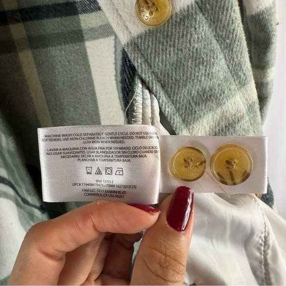 Banana Republic Women's Plaid Flannel Shirt Jacket, Black/Green/Brow - Picture 10 of 15